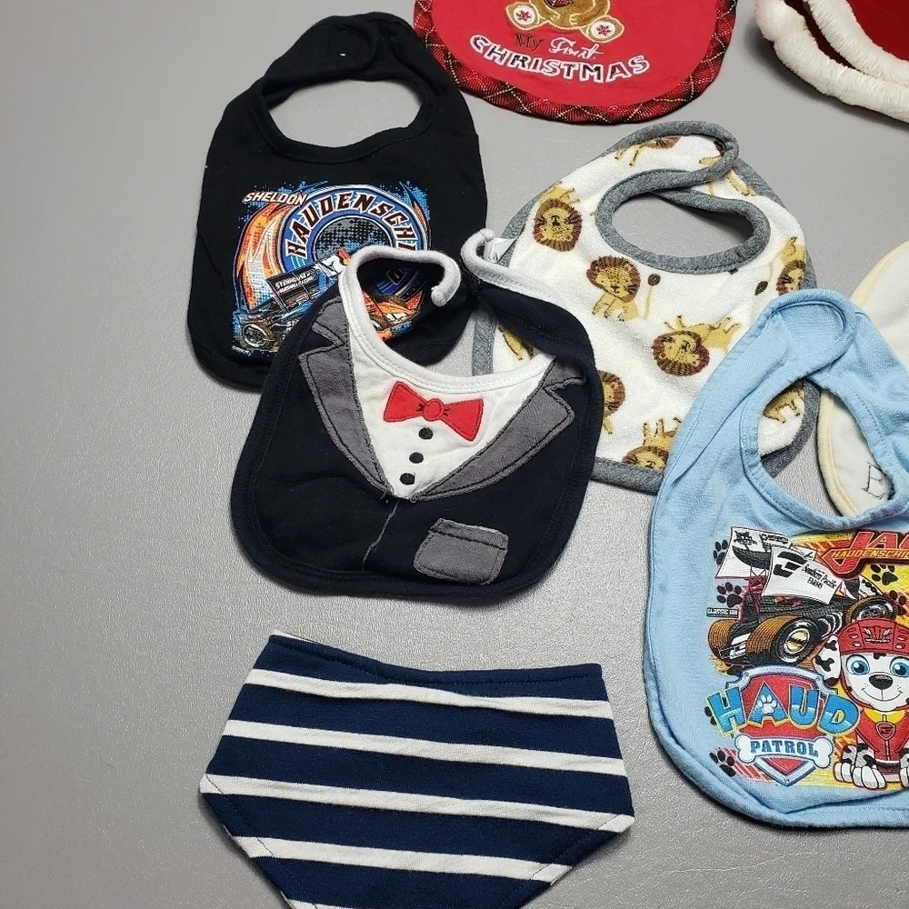 baby boys bib bundle of 8 and 1 Christmas hat